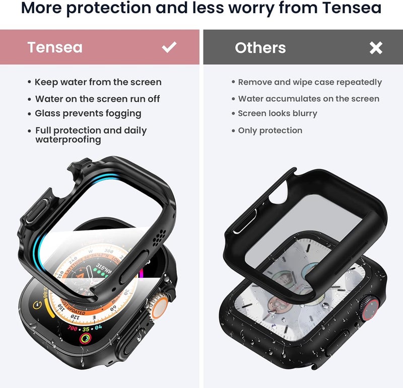 Tensea for Waterproof Apple Watch Screen Protector Case Ultra 3/Ultra 2/Ultra 49mm Accessories, iWatch Protective Face Cover with Tempered Glass Film Women Men, Bumper Case for iPhone Watch 49 mm - Image 2
